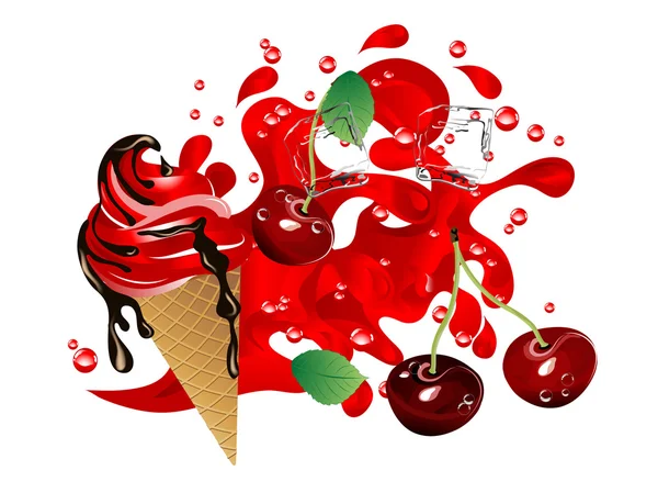 Cherry ice cream — Stock Vector