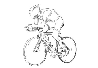 Vektör - Bisikletçi açık havada yarış bisikletinde pedal çeviriyor