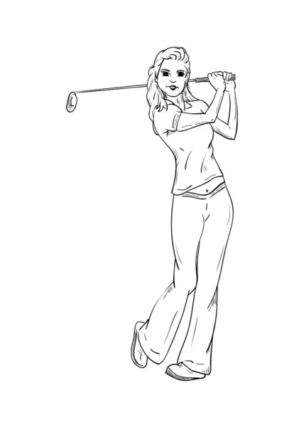 女性ゴルフ選手 — ストックベクタ