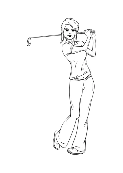 महिला गोल्फ खिलाड़ी — स्टॉक वेक्टर