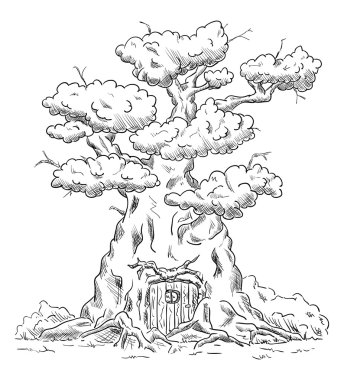 Eski büyük ağaç ev