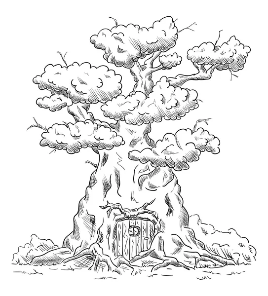 Vieille grande maison d'arbre — Image vectorielle