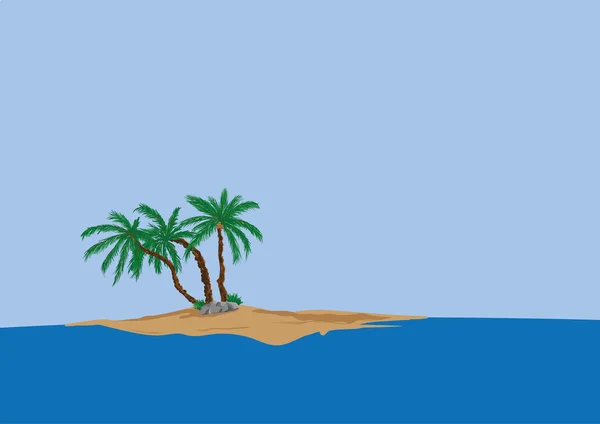 Palmeira na ilha de areia — Vetor de Stock