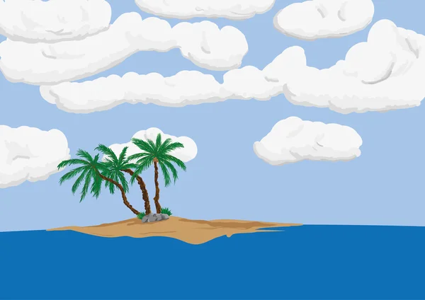 Palm tree on sand island — Stock Vector