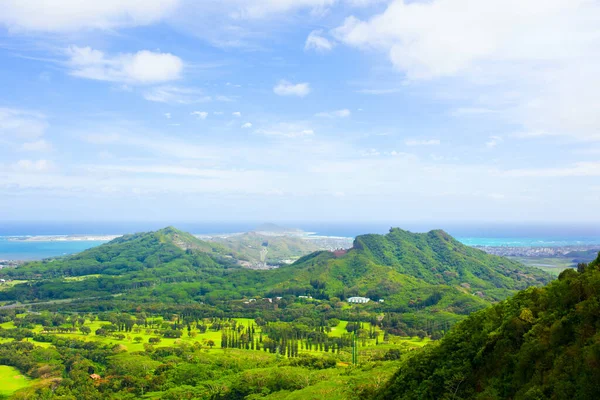 Piękny Widok Kaneohe Jak Widać Góry Pali Widok Ocean — Zdjęcie stockowe