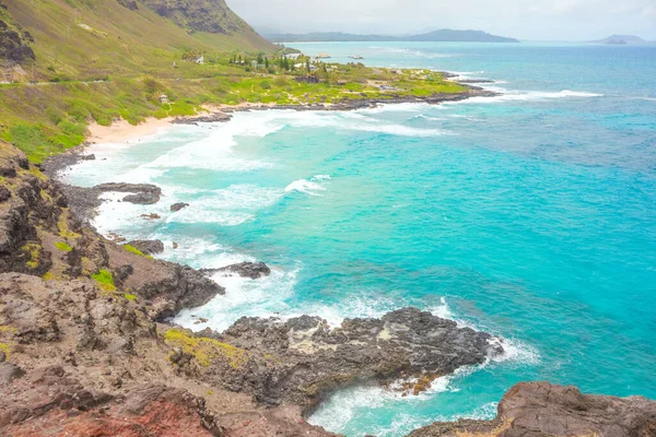 Prachtig Uitzicht Oceaan Bergen Bij Makapu Beach Van Boven Uitkijkpost — Stockfoto