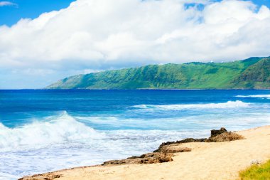 Hawaii, kumsalda çökmesini dalgalar okyanus güzel kıyı şeridi 
