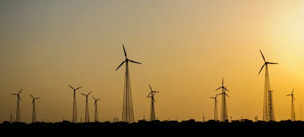 Windmills in desert — Stock Photo, Image