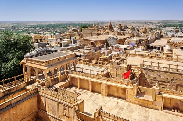 Vista de aves de la ciudad de Jaisalmer desde el Fuerte Dorado de Jaisalmer , Imagen De Stock