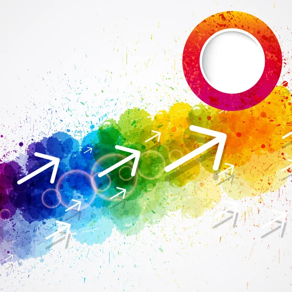 Abstracto arco iris acuarela fondo con flechas y pa — Vector de stock