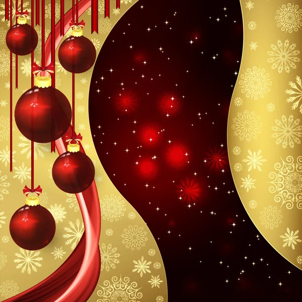 Fondo de Navidad con adornos en un rojo oscuro . — Vector de stock