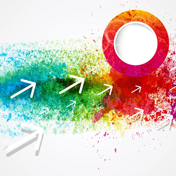 Abstracto arco iris acuarela fondo con flechas — Vector de stock