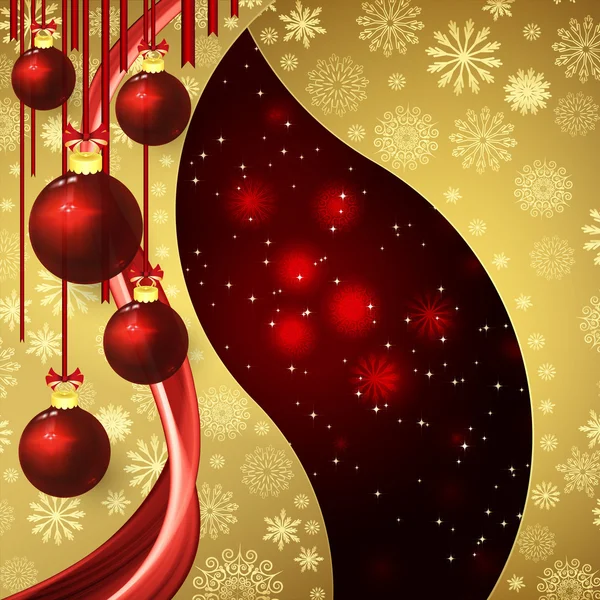 Fondo de Navidad con adornos en un rojo oscuro . — Vector de stock