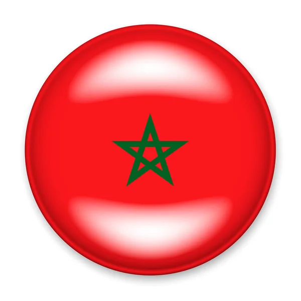 Zászló Marokkó Formájában Kerek Gomb Egy Fény Vakító Egy Árnyék — Stock Vector