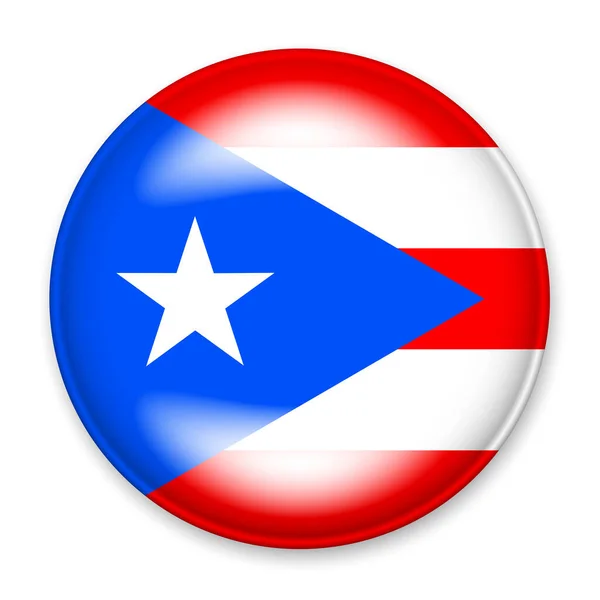 Bandera Puerto Rico Forma Botón Redondo Con Ligero Resplandor Una — Archivo Imágenes Vectoriales