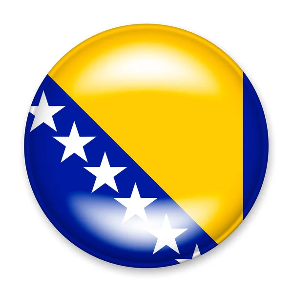 Bandeira Bósnia Herzegovina Forma Botão Redondo Com Brilho Claro Uma — Vetor de Stock