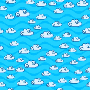 Beyaz arka planda bulutsuz desen. Kağıt baskı tasarımı. Soyut retro vektör çizimi. Moda tekstil, kumaş, ambalaj. Modern alan dekorasyonu.