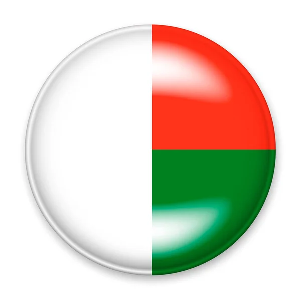 Прапор Мадагаскару Вигляді Круглої Кнопки Світлим Блиском Тінню — стоковий вектор