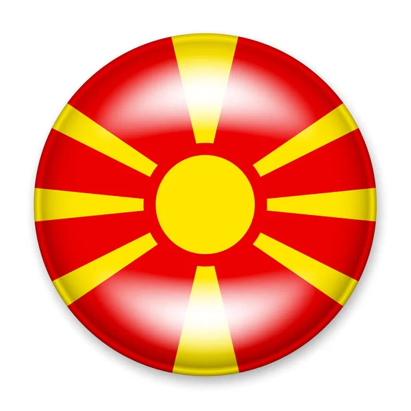 Flag Macedonia Form Button Light Glare Shadow — Stock Vector