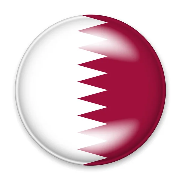 Bandera Qatar Forma Botón Redondo Con Resplandor Luz Una Sombra — Archivo Imágenes Vectoriales