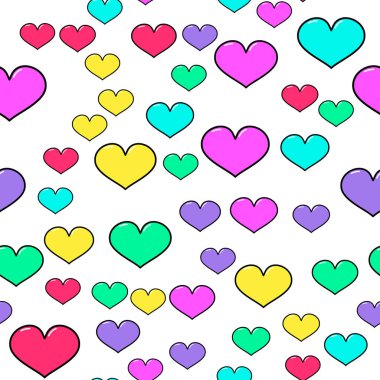 Beyaz arka planda renksiz kalp deseni var. Kağıt baskı tasarımı. Soyut retro vektör çizimi. Moda tekstil, kumaş, ambalaj. Modern alan dekorasyonu.