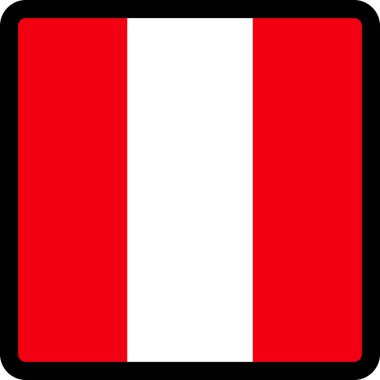 Peru bayrağı kare şeklinde zıt konumda, sosyal medya iletişim işareti, vatanseverlik, sitedeki dili değiştirmek için bir düğme, bir simge.