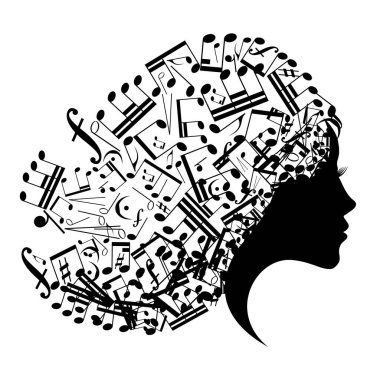 Zarif saç stiline sahip güzel kadın profili siluetleri, vektör genç bayan yüz tasarımı, stil saçlı güzel kız kafası, moda bayan grafik portresi.