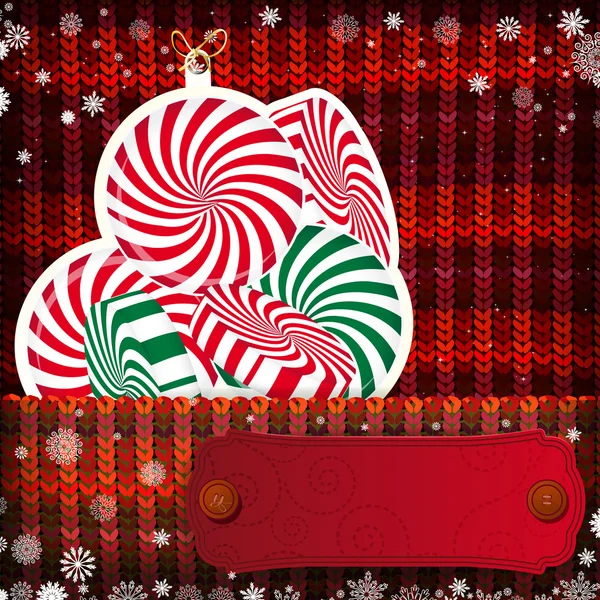 Decoraciones de Navidad sobre fondo de punto hecho a mano . — Vector de stock