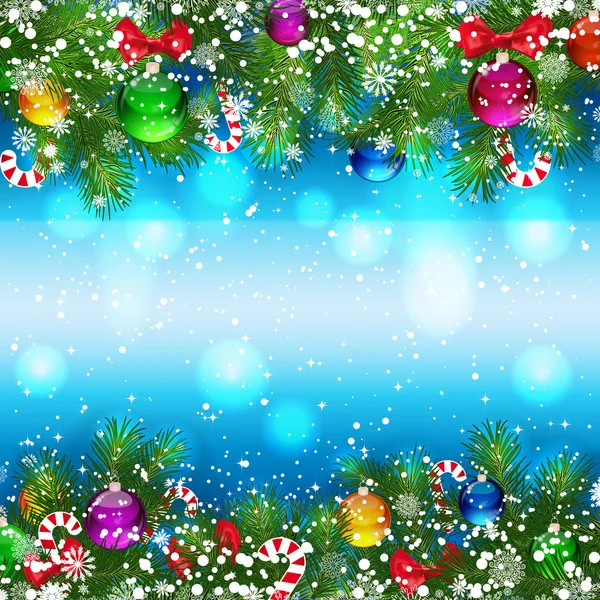 Fondo de Navidad con ramas decoradas del árbol de Navidad. — Vector de stock