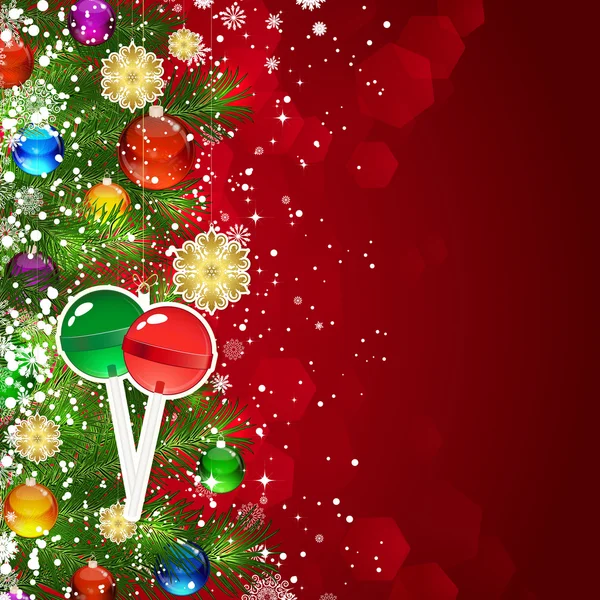 飾られたクリスマス ツリーの枝とクリスマスの背景 — ストックベクタ
