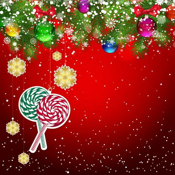 圣诞节背景与圣诞树枝装饰着 — 图库矢量图片
