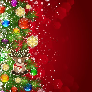 Noel arka plan Noel ağacı dalları ile süslenmiş