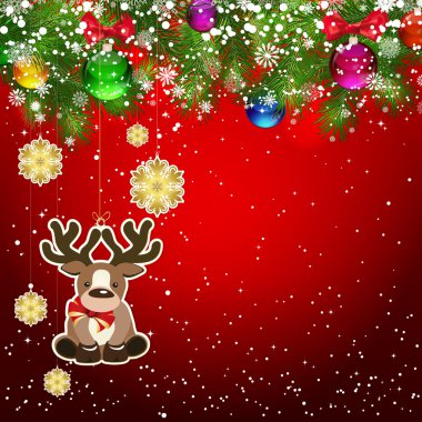 Noel arka plan Noel ağacı dalları ile süslenmiş