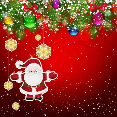 Noel arka plan Noel ağacı dalları ile süslenmiş