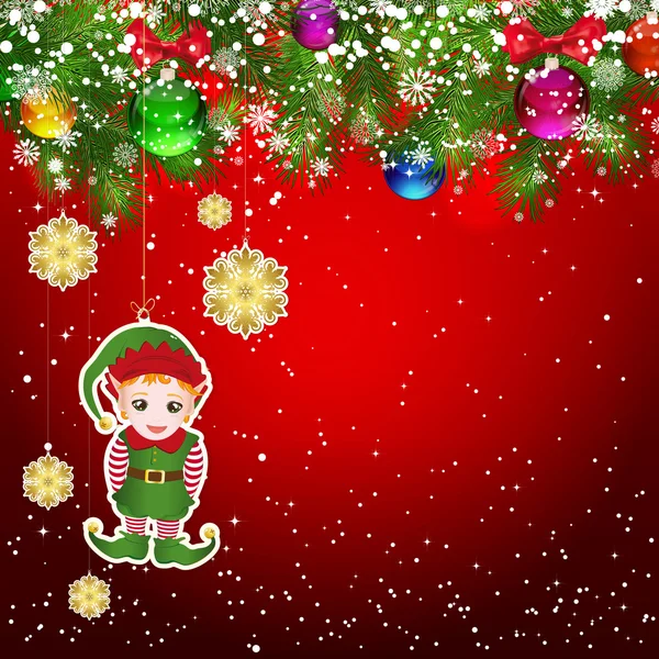 Vánoční pozadí s pobočkami na vánoční stromeček zdobený — Stockový vektor