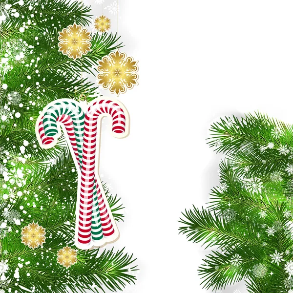 Fondo de Navidad con decoración de Navidad y ramas verdes de — Archivo Imágenes Vectoriales