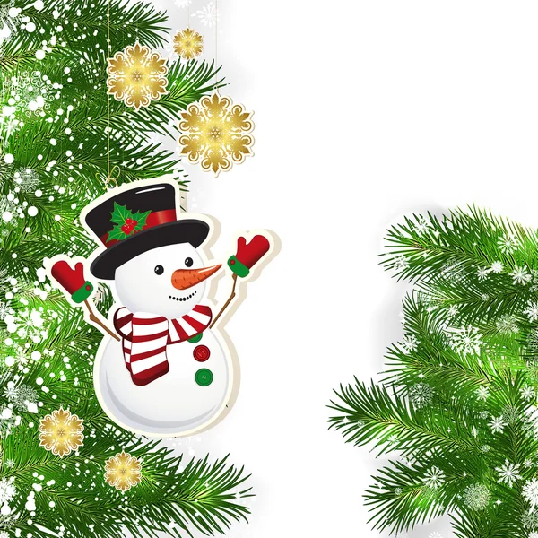 Christmas background with Christmas decor and green branches of — Stock Vector