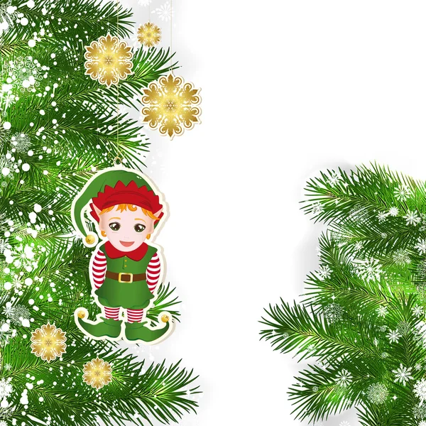 Fondo de Navidad con decoración de Navidad y ramas verdes de — Vector de stock