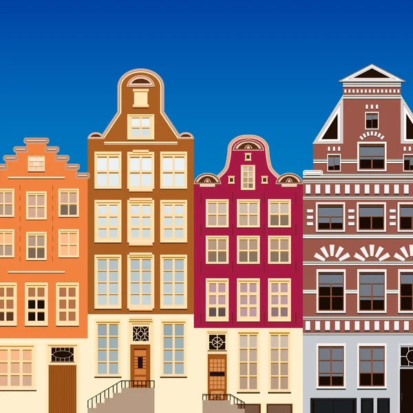 Straat van abstracte oude huizen. Vector achtergrond. — Stockvector