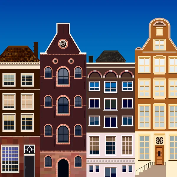 Straat van abstracte oude huizen. Vector achtergrond. — Stockvector