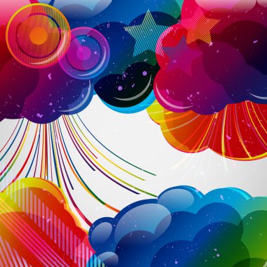 Arka plan renkli elemanları ile. Vektör çizim.