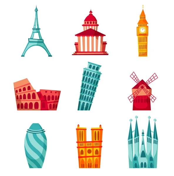 Europe landmark set — Stock Vector