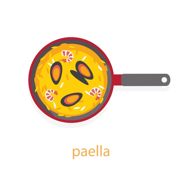 Paella with seafood — Stock Vector