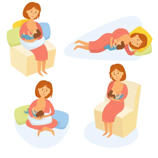 Moeder borstvoeding baby — Stockvector