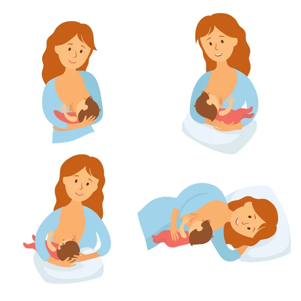 Moeder borstvoeding baby — Stockvector