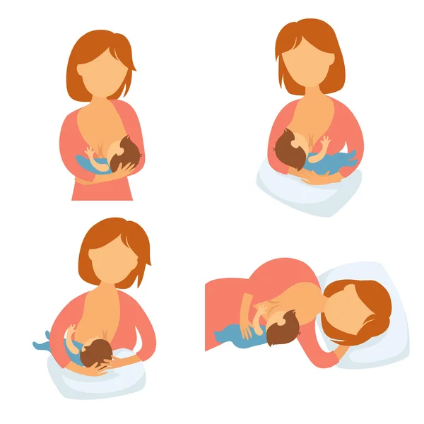 Moeder borstvoeding baby — Stockvector