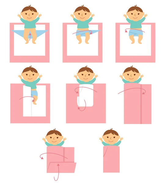 Comment emmailloter bébé — Image vectorielle