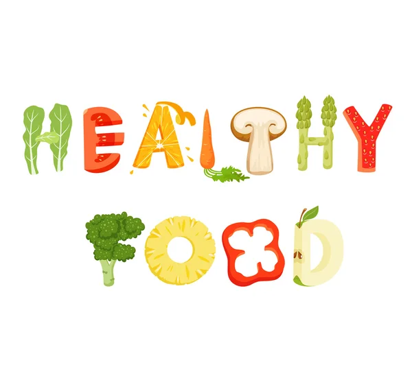 Letras de alimentos saludables — Archivo Imágenes Vectoriales