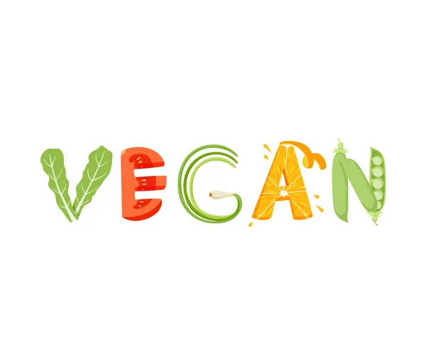 Huruf sayuran vegan - Stok Vektor