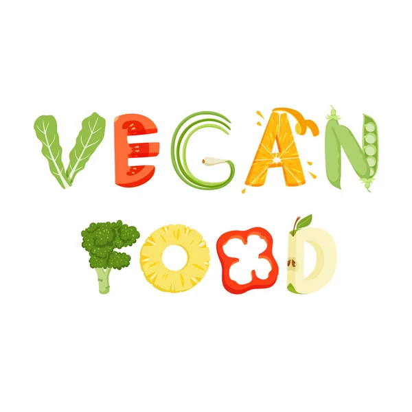 Veganer Lebensmittel-Schriftzug — Stockvektor
